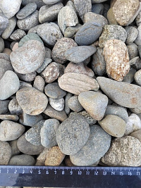 Kamenclub.ru: Галька речная окат (пестрая) фр. 20-40 мм. купить  в Кемерово галька речная пестрая, серая, серые оттенки галька речная окатанная округлая 5000 руб/т   фото КАМЕНЬ КЛУБ