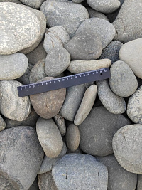 Kamenclub.ru: Галька речная плоская (серо-белая) фр. 70-120 мм. купить в Кемерово галька галечник речной серый, белый окатанная плоская  природная галька 9000 руб/т   фото КАМЕНЬ КЛУБ