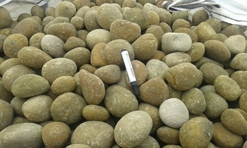 Kamenclub.ru: Песчаник ядра, фр. 100-300 мм  купить в Кемерово песчаник бежевый серый рыжий речная галька 5 000 руб/т   фото КАМЕНЬ КЛУБ