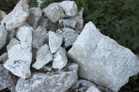 Kamenclub.ru: Мраморизированный известняк фр. 100-500 мм.  купить в Кемерово известняк серый белый темно-серый сероватый валун природного образования окатанный 10500 руб/т   фото КАМЕНЬ КЛУБ