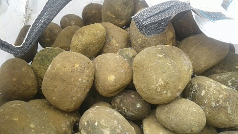 Kamenclub.ru: Песчаник ядра, фр. 100-300 мм  купить в Кемерово песчаник бежевый серый рыжий речная галька 5 000 руб/т   фото КАМЕНЬ КЛУБ