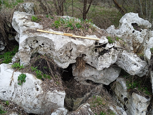 Kamenclub.ru: Выветренный известняк со мхом фр. 100-500 мм.  купить в Кемерово известняк серый белый зеленый валун известняковый крупный 10000 руб/т   фото КАМЕНЬ КЛУБ