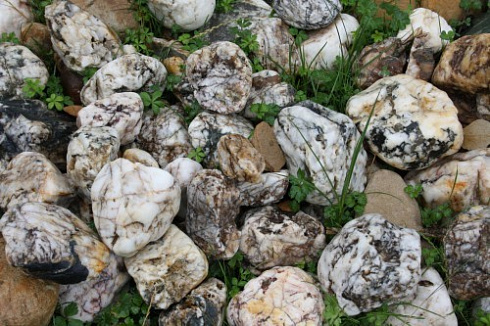 Kamenclub.ru: Кварцевый валунчик фр.100-300 мм.  купить в Кемерово кварц белый, бежевый молочный рыжий крупный природный камень галечник 7850 руб/т   фото КАМЕНЬ КЛУБ