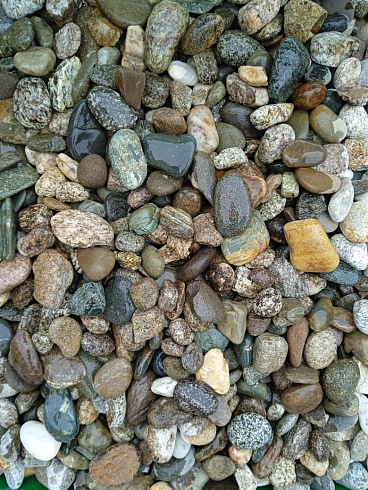 Kamenclub.ru: Галька горная речная окат (цветная) фр. 20-40 мм. купить  в Кемерово галька речная серый синий бежевый белый окатанная речная галька ландшафтная 6800 руб/т   фото КАМЕНЬ КЛУБ